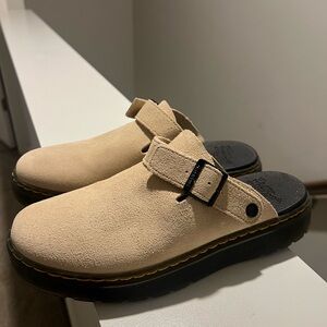 Dr. Martens Beige Suede Slip-On Clogs